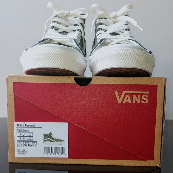 Vans Men's Sk8-Hi Reconstruct Suede / Canvas Sneaker in Fantastic Olive Camo - Picture 15 of 15